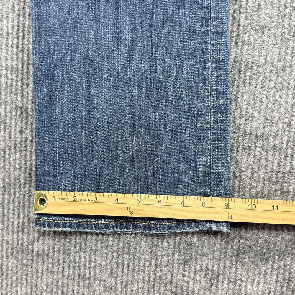 Seven7 Jeans Womens 10 Blue Medium Wash Flare Stretch Denim Mid Rise Embroidered